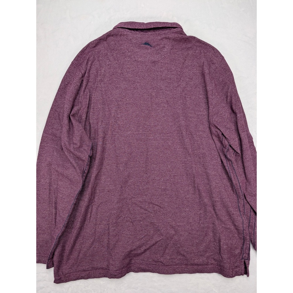 Tommy Bahama Mens XL Long Sleeve Polo Shirt Heathered Burgundy 100% Cotton - Picture 7 of 7